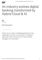 An Industry Evolves Digital Banking Transformed by Hybrid Cloud &amp; AI 