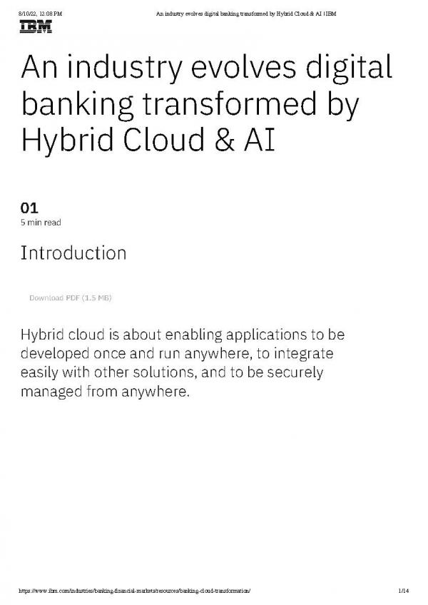 An Industry Evolves Digital Banking Transformed by Hybrid Cloud & AI
