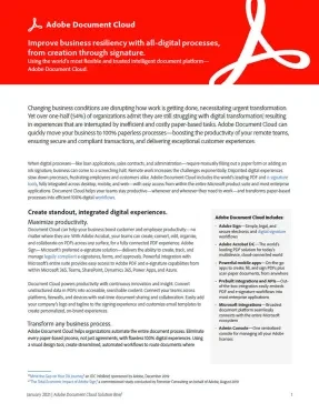 Adobe Document Cloud: Improve Business Resiliency With All-Digital Processes, From Creation Through Signature