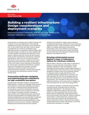 Building a Resilient Infrastructure: Design Considerations and Deployment Scenarios