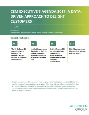 CEM Executive's Agenda 2017: A Data-driven Approach to Delight Customers