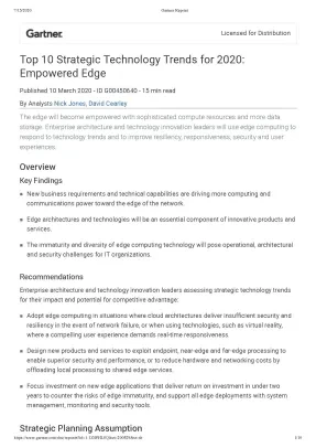 Gartner Research: Edge Strategy Tech Trends