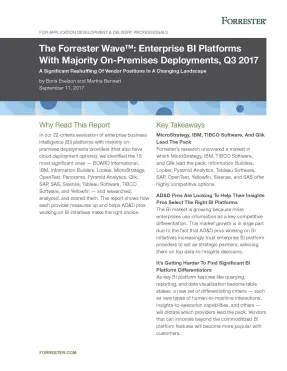 The Forrester Wave™: Enterprise BI Platforms with Majority On-Premises Deployments, Q3 2017
