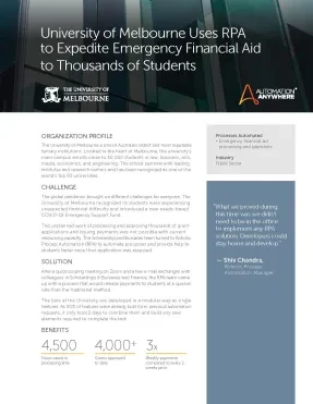 University of Melbourne Uses RPA to Expedite Emergency Financial Aid for Students 